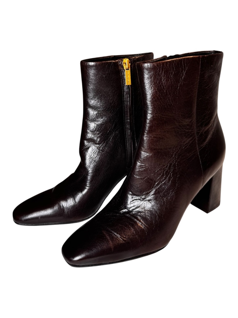 NWT Veronica Beard Rian Dark Chocolate Brown Crinkled Glossy Leather Boot Size 6